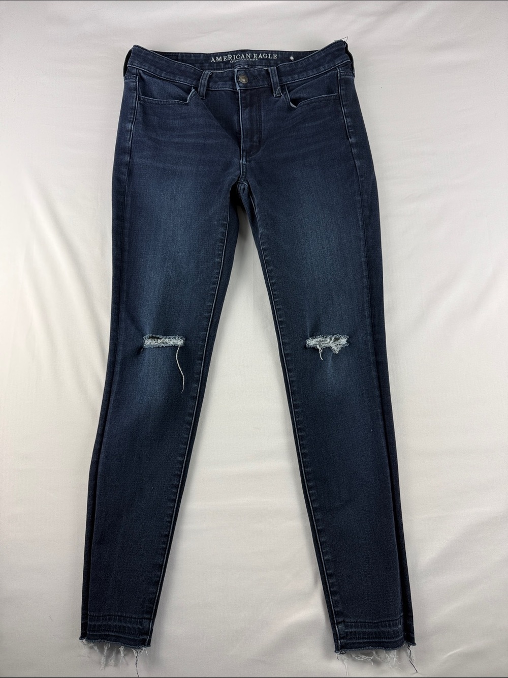 American Eagle Super Stretch Hi-Rise Jegging Dark Wash Distressed Jeans Women's